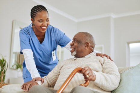 Continuous support and care for an elderly person through 24-hour care services.