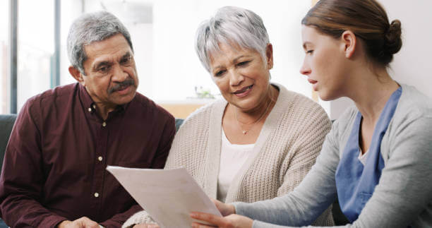 An elderly couple planning after an Alzheimer's or dementia diagnosis.